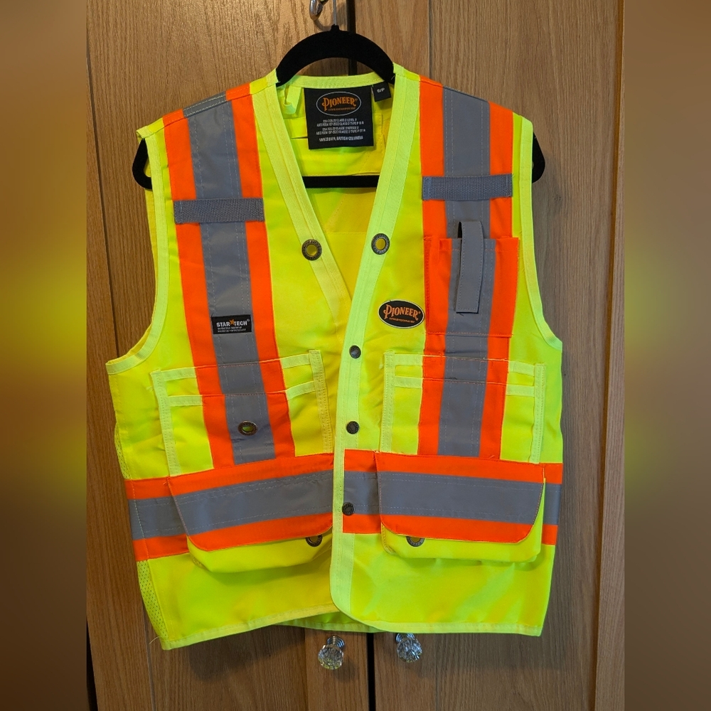 NEW PIONEER Neon Yellow Safety Vest with Reflective Stripes